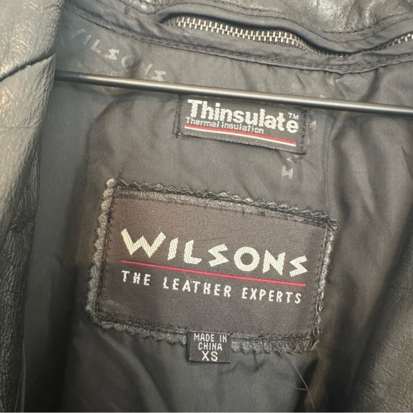 Vintage Wilson’s Leather Jacket 80s Fitted Bomber Black Size Extra Small - Picture 6 of 10